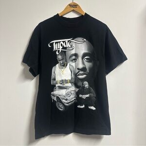 Y2K Tupac 2Pac Rap Tee Tshirt Music Black Large